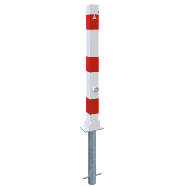 Absperrpfosten 70 x 70 mm umlegbar mit Dreikantverschluss