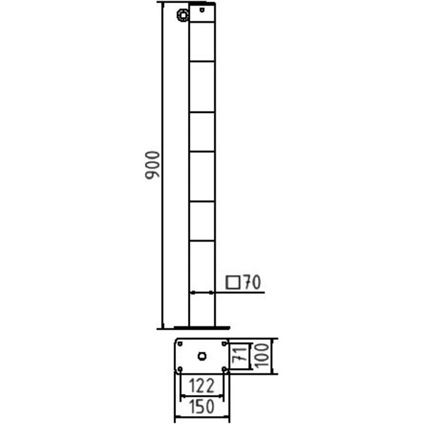 Absperrpfosten 70 x 70 mm ortsfest für Dübelbefestigung