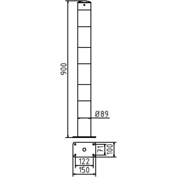 Absperrpfosten Stahlrohr Ø 89 x 2,9 mm ortsfest für Dübelbefestigung