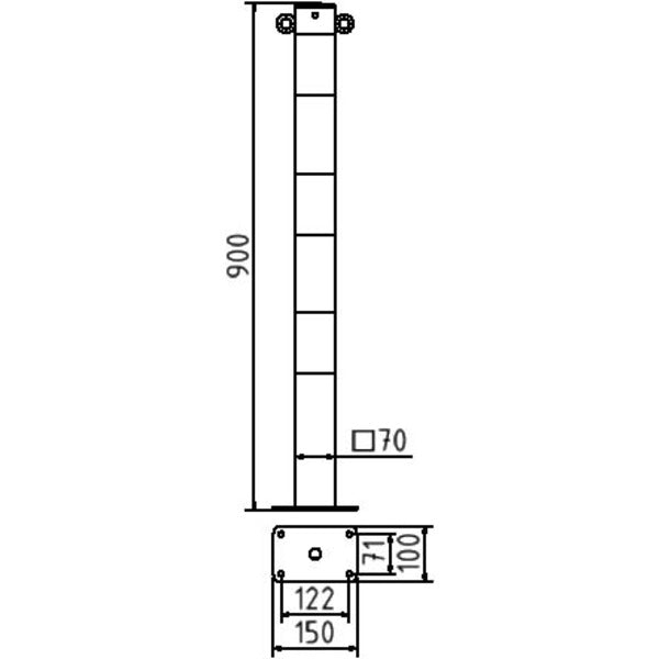Absperrpfosten 70 x 70 mm ortsfest für Dübelbefestigung