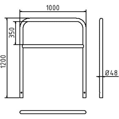 Rohrbügel aus Stahlrohr Ø 48 x 2,5 mm mit Querholm zum Einbetonieren