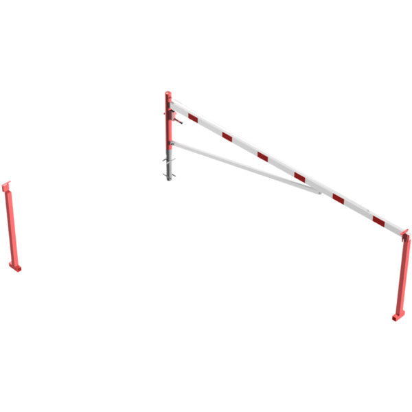 Drehschranke mit Auflagepfosten und Seilzugverstärkung