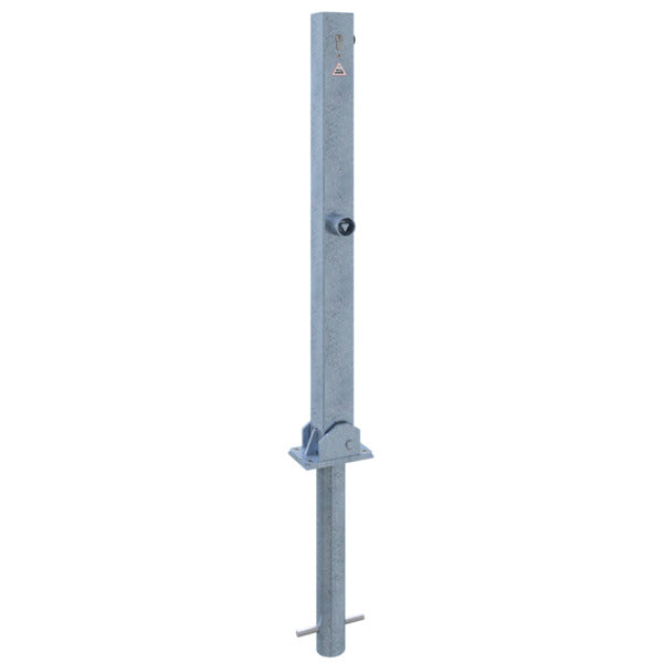 Absperrpfosten 70 x 70 mm umlegbar mit Profilzylinderschloss und Dreikantverschluss