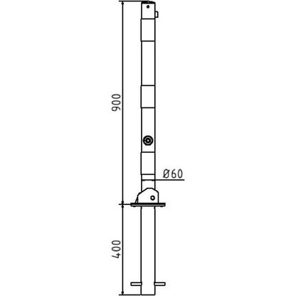Absperrpfosten Stahlrohr Ø 60 x 2,5 mm umlegbar mit Dreikantverschluss