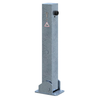 Absperrpfosten 70 x 70 mm umlegbar mit Profilzylinderschloss 500 mm Überflur