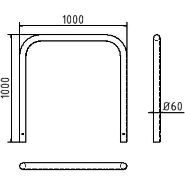 Rohrbügel aus Stahlrohr Ø 60 x 2,5 mm ohne Querholm zum Einbetonieren