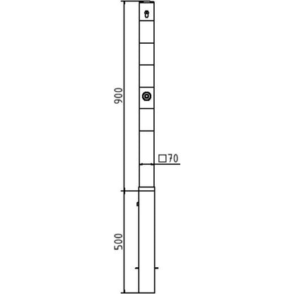 Absperrpfosten 70 x 70 mm herausnehmbar mit Dreikant oder Profilzylinder