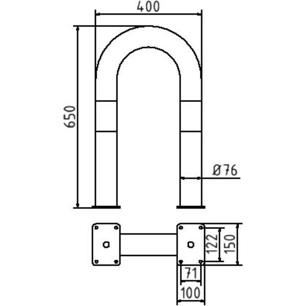 Rammschutzbügel Stahlrohr Ø 76 x 2,6 mm