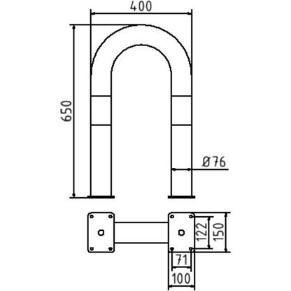 Rammschutzbügel Stahlrohr Ø 76 x 2,6 mm
