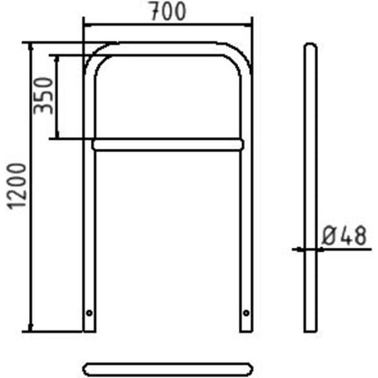 Rohrbügel aus Stahlrohr Ø 48 x 2,5 mm mit Querholm zum Einbetonieren