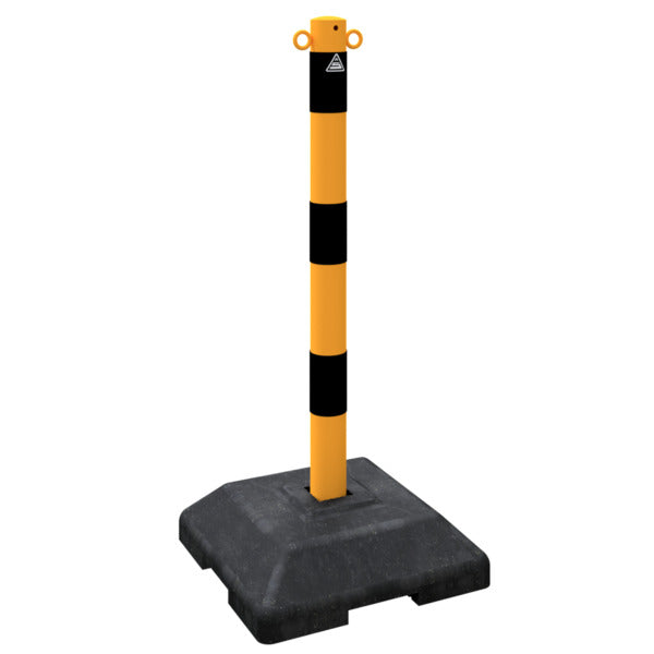 Kettenständer aus Ø 60 mm Stahlrohr gelb / schwarz quardratischen Fuß