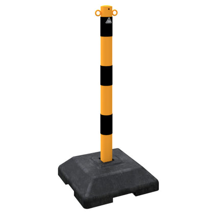 Kettenständer aus Ø 60 mm Stahlrohr gelb / schwarz quardratischen Fuß