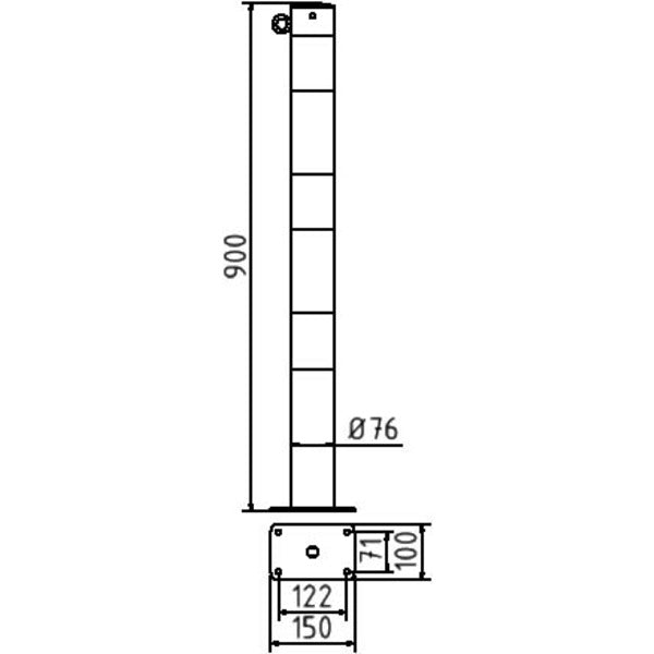 Absperrpfosten Stahlrohr Ø 76 x 2,6 mm ortsfest für Dübelbefestigung