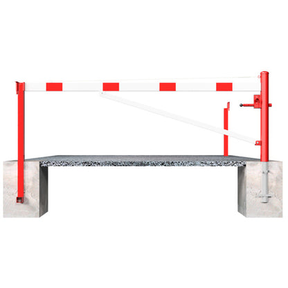 Drehschranke mit Auflagepfosten und Seilzugverstärkung