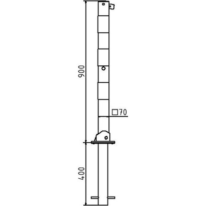Absperrpfosten 70 x 70 mm umlegbar für Vorhangschloss