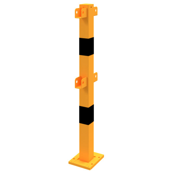 Standpfosten aus 70 x 70 mm Stahlrohr zum aufdübeln abnehmbar
