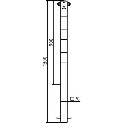 Absperrpfosten 70 x 70 mm ortsfest zum Einbetonieren