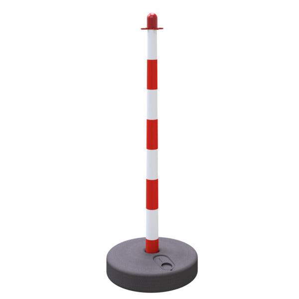 Kettenständer aus Ø 40 mm Kunststoffrohr weiß / rot befüllbarer, runder Fuß