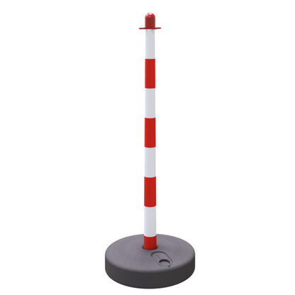 Kettenständer aus Ø 40 mm Kunststoffrohr weiß / rot befüllbarer, runder Fuß