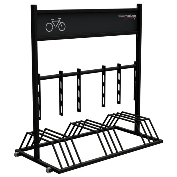 Mobiler Fahrradständer mit Werbeschild