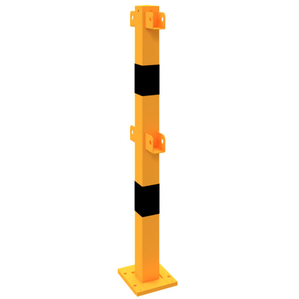 Standpfosten aus 70 x 70 mm Stahlrohr zum aufdübeln abnehmbar