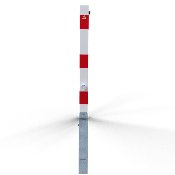 Absperrpfosten 70 x 70 mm umlegbar mit Dreikantverschluss mit Hebe- Kippmechanik