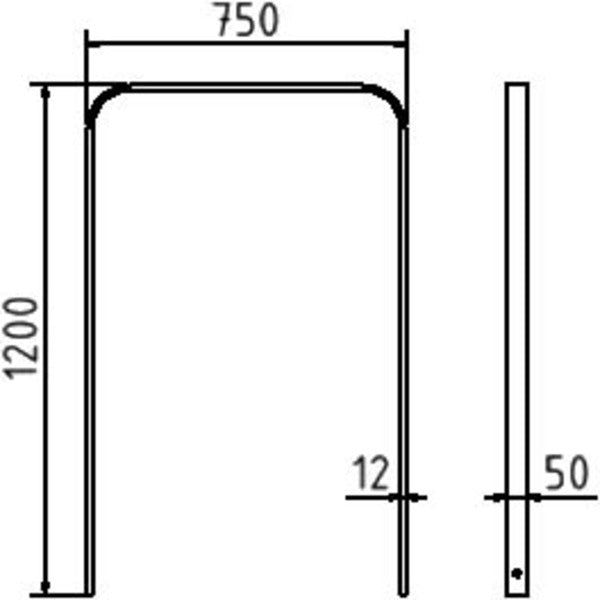 Anlehnbügel aus Flachstahl 50 x 12 mm in gebogener Ausführung