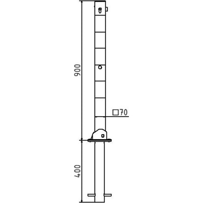 Absperrpfosten 70 x 70 mm umlegbar mit Profilzylinderschloss