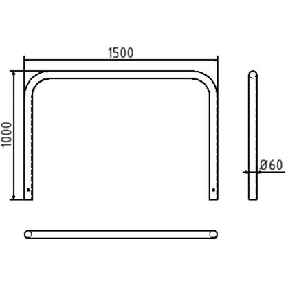 Rohrbügel aus Stahlrohr Ø 60 x 2,5 mm ohne Querholm zum Einbetonieren
