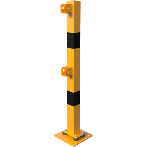Standpfosten aus 70 x 70 mm Stahlrohr zum aufdübeln neigbar