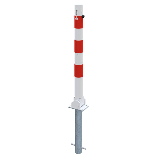 Absperrpfosten Stahlrohr Ø 76 x 2,6 mm umlegbar mit Profilzylinderschloss