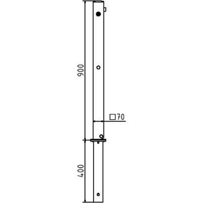 Absperrpfosten 70 x 70 mm umlegbar mit Dreikantverschluss