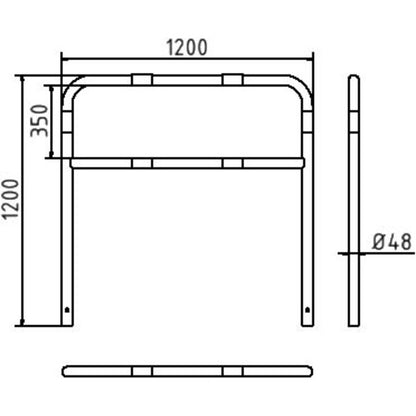 Rohrbügel aus Stahlrohr Ø 48 x 2,5 mm mit Querholm zum Einbetonieren