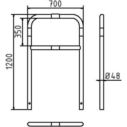 Rohrbügel aus Stahlrohr Ø 48 x 2,5 mm mit Querholm zum Einbetonieren
