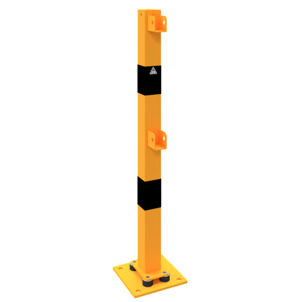 Standpfosten aus 70 x 70 mm Stahlrohr zum aufdübeln neigbar