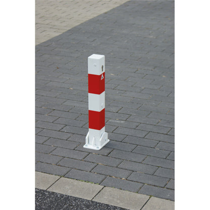Absperrpfosten 70 x 70 mm umlegbar mit Profilzylinderschloss 500 mm Überflur
