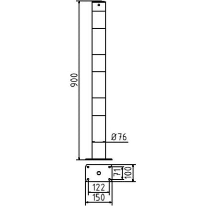 Absperrpfosten Stahlrohr Ø 76 x 2,6 mm ortsfest für Dübelbefestigung