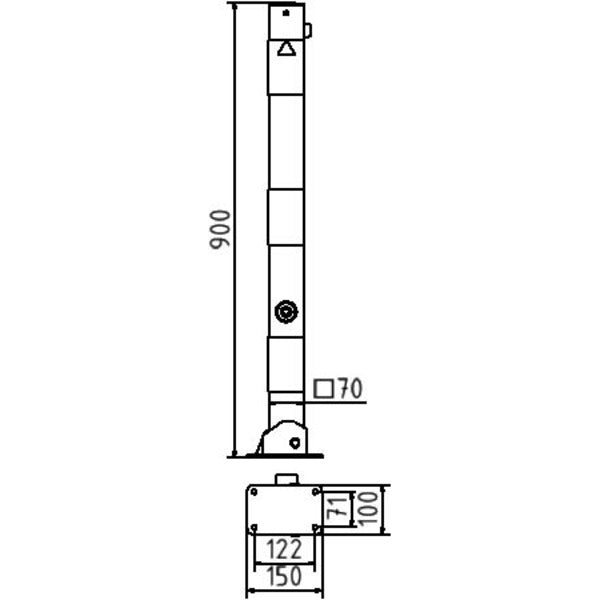 Absperrpfosten 70 x 70 mm umlegbar mit Dreikantverschluss
