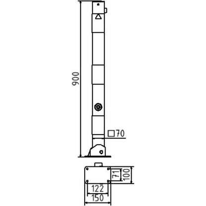 Absperrpfosten 70 x 70 mm umlegbar mit Dreikantverschluss
