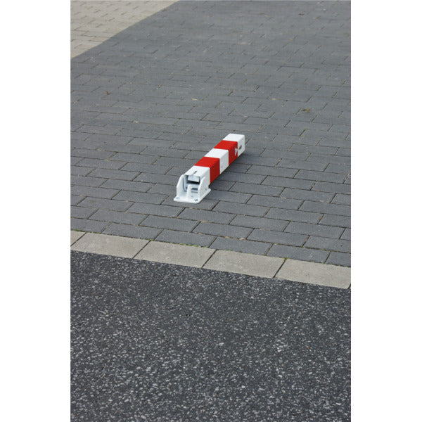 Absperrpfosten 70 x 70 mm umlegbar mit Profilzylinderschloss 500 mm Überflur