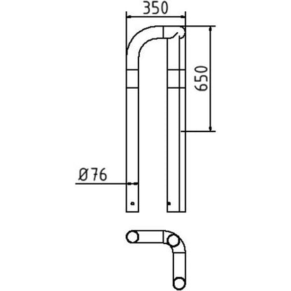 Rammschutzbügel 90° gleichschenklig Stahlrohr Ø 76 mm gelb / schwarz