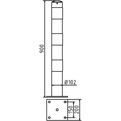 Absperrpfosten Stahlrohr Ø 102 x 2,9 mm ortsfest für Dübelbefestigung