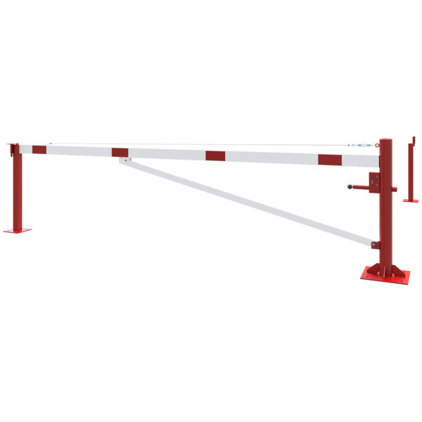 Drehschranke mit Auflagepfosten und Seilzugverstärkung