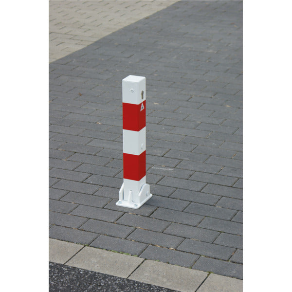 Absperrpfosten 70 x 70 mm umlegbar mit Profilzylinderschloss 500 mm Überflur
