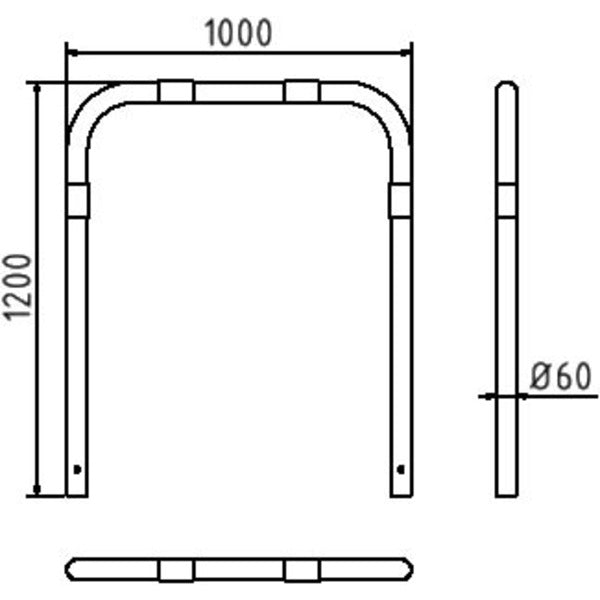 Rohrbügel aus Stahlrohr Ø 60 x 2,5 mm ohne Querholm zum Einbetonieren