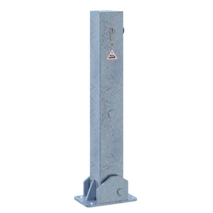 Absperrpfosten 70 x 70 mm umlegbar mit Profilzylinderschloss 500 mm Überflur