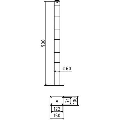 Absperrpfosten Stahlrohr Ø 60 x 2,5 mm gelb / schwarz