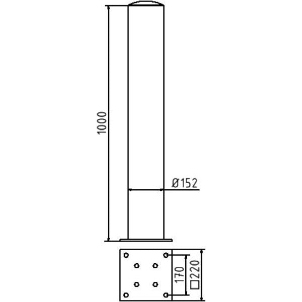 Absperrpoller Stahlrohr Ø 152 x 3,2 mm ortsfest für Dübelbefestigung