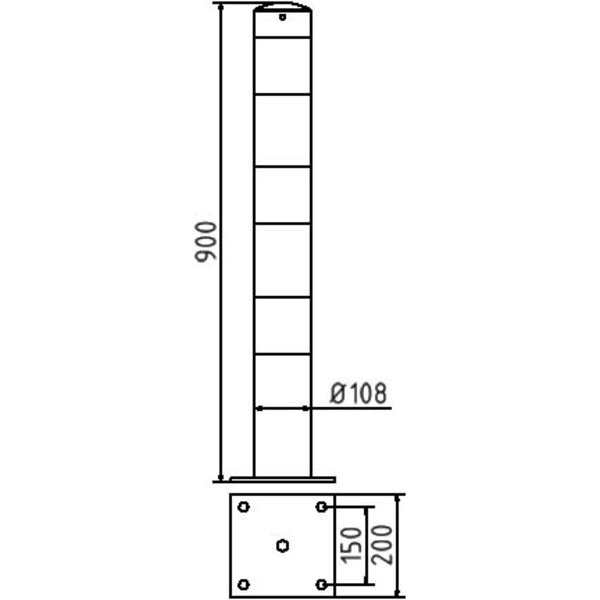 Absperrpfosten Stahlrohr Ø 108 x 2,9 mm ortsfest für Dübelbefestigung