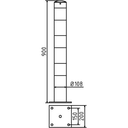 Absperrpfosten Stahlrohr Ø 108 x 2,9 mm ortsfest für Dübelbefestigung